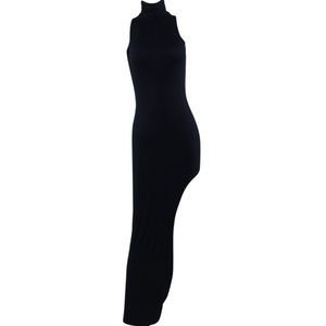 Black maxi side slit dress